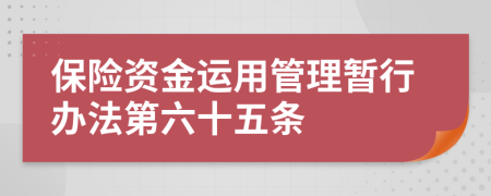 保险资金运用管理暂行办法第六十五条