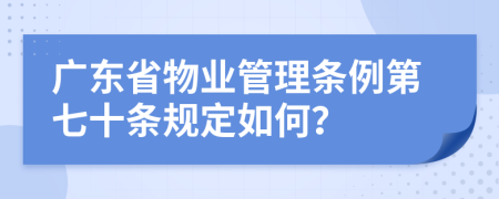 广东省物业管理条例第七十条规定如何？