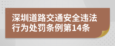 深圳道路交通安全违法行为处罚条例第14条