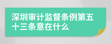 深圳审计监督条例第五十三条意在什么