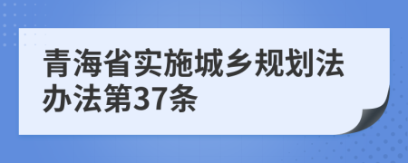 青海省实施城乡规划法办法第37条