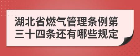 湖北省燃气管理条例第三十四条还有哪些规定