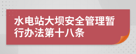 水电站大坝安全管理暂行办法第十八条