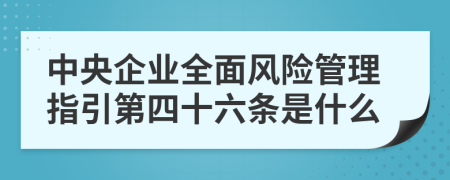 中央企业全面风险管理指引第四十六条是什么