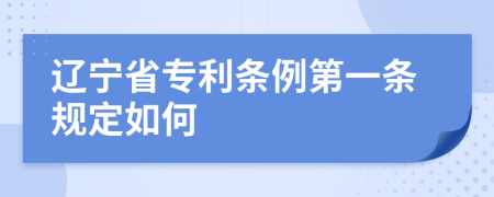 辽宁省专利条例第一条规定如何