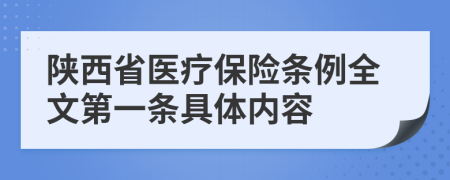 陕西省医疗保险条例全文第一条具体内容