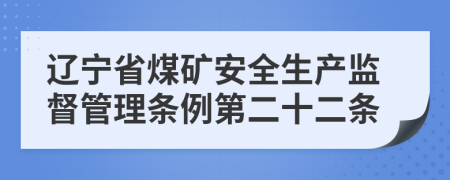 辽宁省煤矿安全生产监督管理条例第二十二条