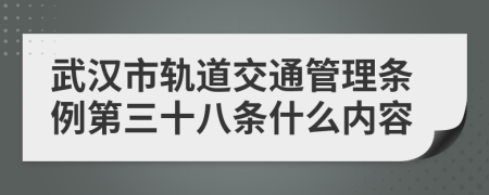 武汉市轨道交通管理条例第三十八条什么内容