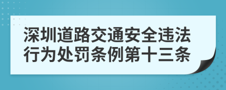 深圳道路交通安全违法行为处罚条例第十三条