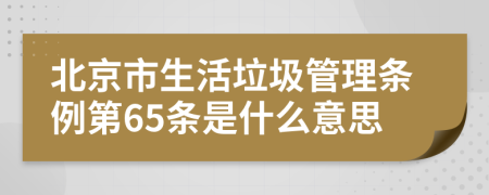 北京市生活垃圾管理条例第65条是什么意思