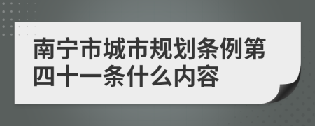 南宁市城市规划条例第四十一条什么内容