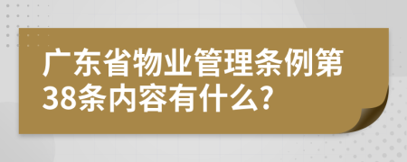 广东省物业管理条例第38条内容有什么?