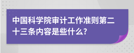 中国科学院审计工作准则第二十三条内容是些什么?