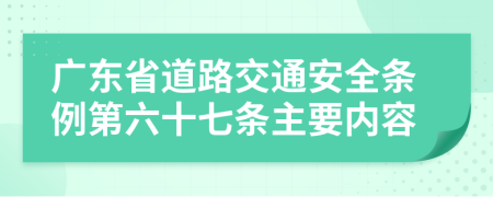 广东省道路交通安全条例第六十七条主要内容