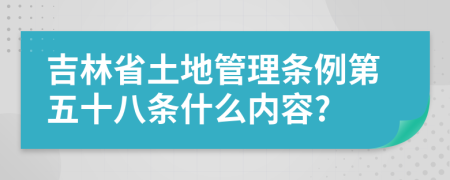 吉林省土地管理条例第五十八条什么内容?