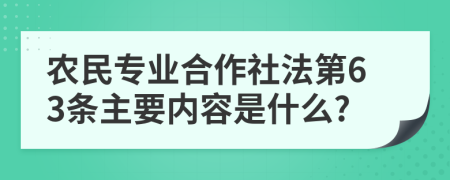 农民专业合作社法第63条主要内容是什么?