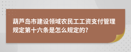 葫芦岛市建设领域农民工工资支付管理规定第十六条是怎么规定的?