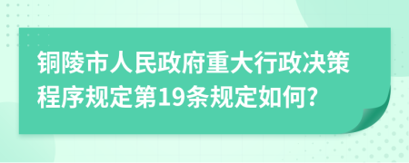 铜陵市人民政府重大行政决策程序规定第19条规定如何?