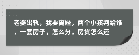 老婆出轨，我要离婚，两个小孩判给谁，一套房子，怎么分，房贷怎么还