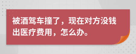 被酒驾车撞了，现在对方没钱出医疗费用，怎么办。