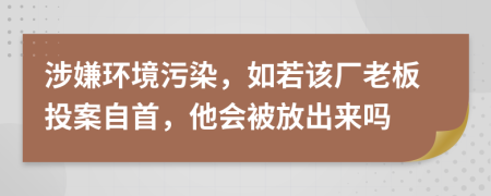 涉嫌环境污染，如若该厂老板投案自首，他会被放出来吗