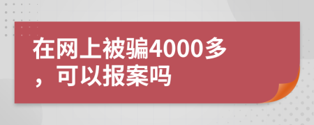 在网上被骗4000多，可以报案吗