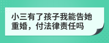 小三有了孩子我能告她重婚，付法律责任吗