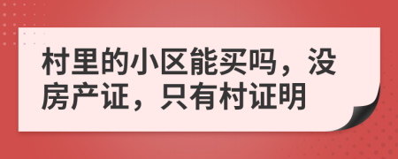 村里的小区能买吗，没房产证，只有村证明