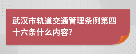 武汉市轨道交通管理条例第四十六条什么内容?