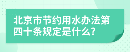 北京市节约用水办法第四十条规定是什么?