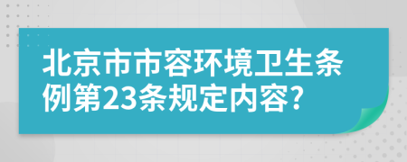 北京市市容环境卫生条例第23条规定内容?