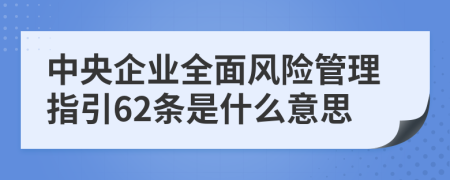 中央企业全面风险管理指引62条是什么意思