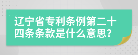 辽宁省专利条例第二十四条条款是什么意思？