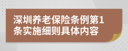 深圳养老保险条例第1条实施细则具体内容