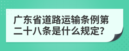 广东省道路运输条例第二十八条是什么规定？