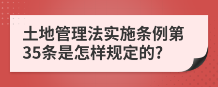 土地管理法实施条例第35条是怎样规定的?