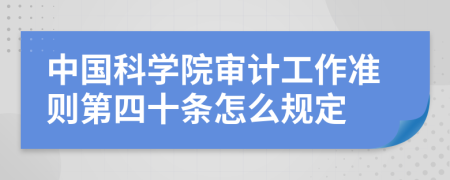 中国科学院审计工作准则第四十条怎么规定