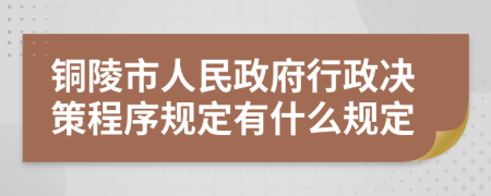 铜陵市人民政府行政决策程序规定有什么规定