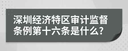 深圳经济特区审计监督条例第十六条是什么?