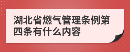 湖北省燃气管理条例第四条有什么内容