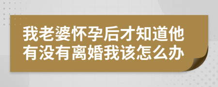 我老婆怀孕后才知道他有没有离婚我该怎么办