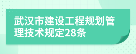 武汉市建设工程规划管理技术规定28条