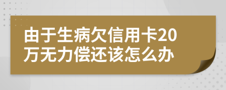 由于生病欠信用卡20万无力偿还该怎么办