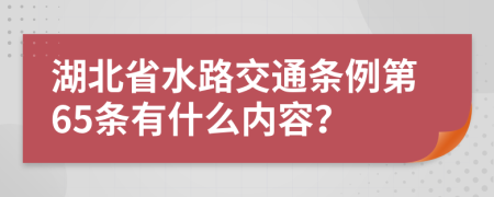 湖北省水路交通条例第65条有什么内容？