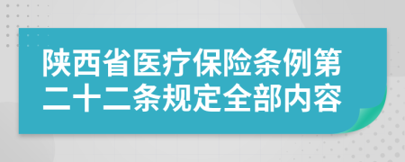 陕西省医疗保险条例第二十二条规定全部内容