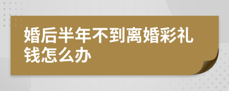 婚后半年不到离婚彩礼钱怎么办