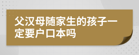 父汉母随家生的孩子一定要户口本吗