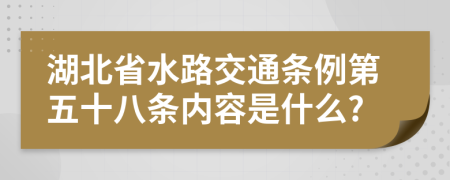 湖北省水路交通条例第五十八条内容是什么?