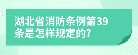 湖北省消防条例第39条是怎样规定的?