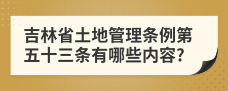 吉林省土地管理条例第五十三条有哪些内容?